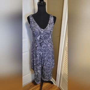 Tiana B. Black and White Sleeveless, Paisley Romper, Size Small